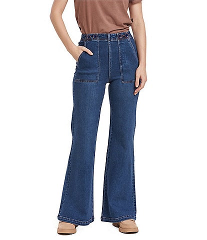 Dear John Fiona Wide Leg Super High Rise Diagonal Pocket Button Detailed Jean