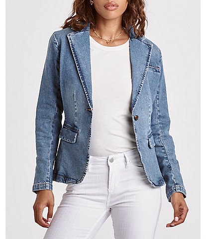 Dear John Minah Denim Blazer Notch Lapel Princess Seam Jacket