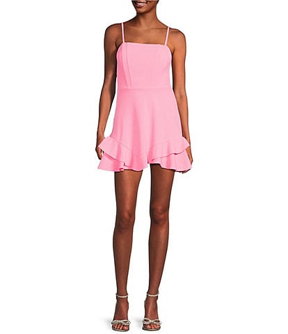 Dear Moon Corset Bodice Bow Back Ruffle Hem Dress