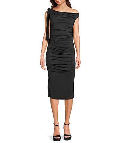Dear Moon Off-The-Shoulder Ruched Midi Dress