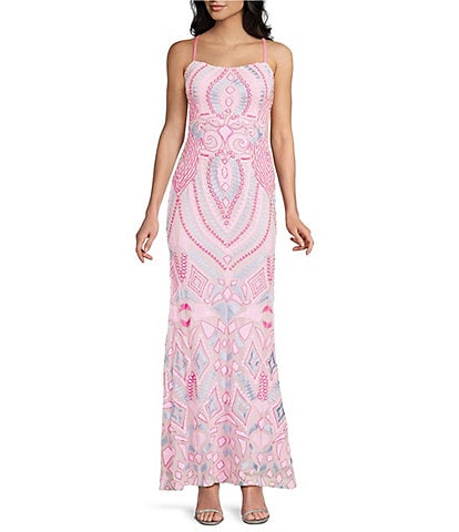 Dear Moon Sequin Patterned Lace Up Back Fitted Dress