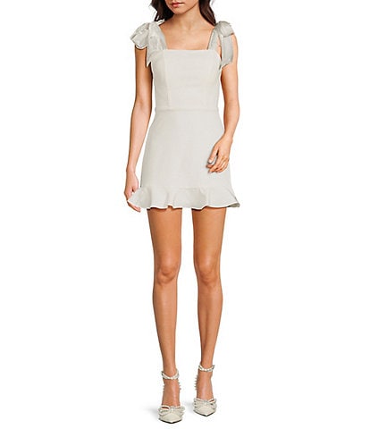 Dear Moon Sleeveless Bow Shoulder Strap Fit-And-Flare Dress