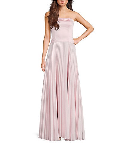 Dear Moon Strapless Corseted Drop Waist Pleated Gown