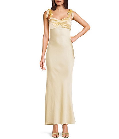 Dear Moon Sweetheart Neck Twist Front Tie Shoulder Long Dress