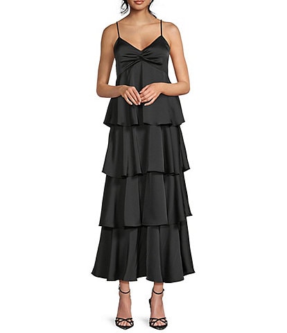 Dear Moon Twist Front Tiered Midi Dress