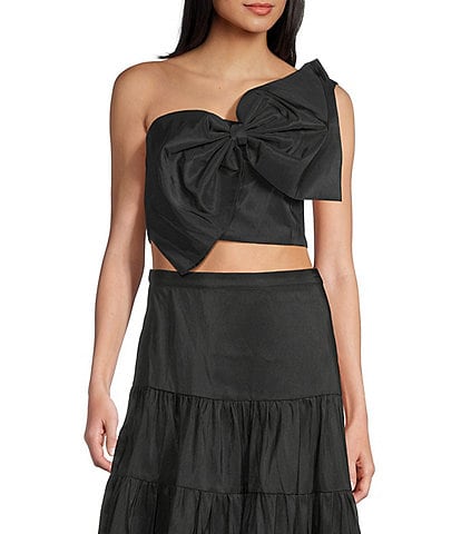 Dee Elly Big Bow One Shoulder Cropped Coordinating Top