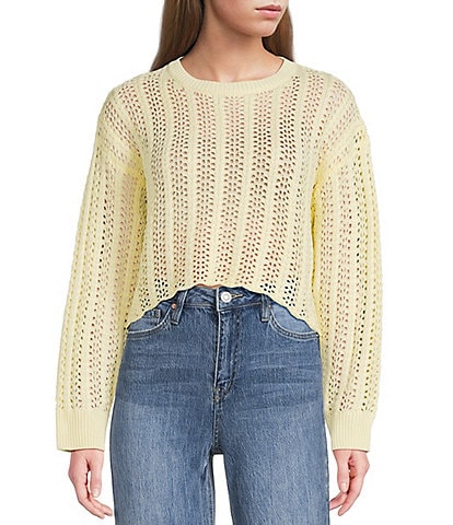 Dee Elly Knit Open Knit Oversized Crochet Long Sleeve Boxy Sweater