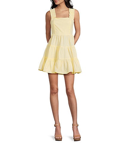 Dee Elly Square Neck Sleeveless Bow Fit & Flare Dress