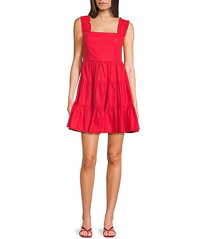 Dee Elly Square Neck Sleeveless Mini Dress