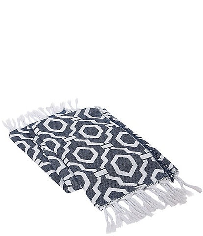 Dee Ocleppo Geometric Jacquard Fringe Reversible Throw