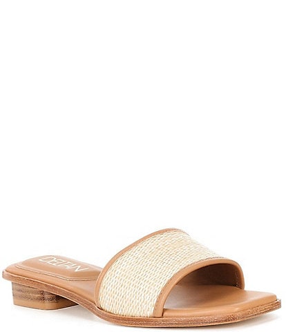 Deltan Emmett Raffia Flat Slide Sandals