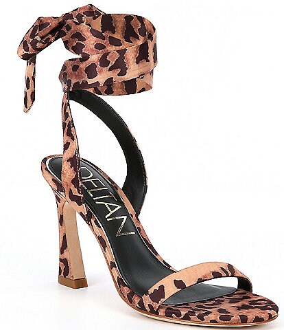 Deltan Makenna Jaguar Print Ankle Wrap Dress Sandals