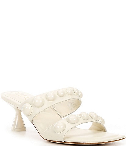 Deltan Mia Leather Studded Dress Slide Sandals
