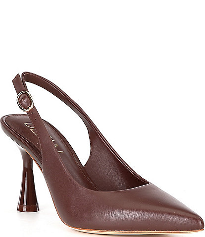 Deltan Sage Leather Slingback Pumps