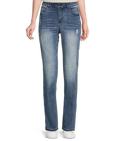 Democracy #double;Ab#double;solution® 5-Pocket Vintage Wash Distressed Straight Leg Jeans