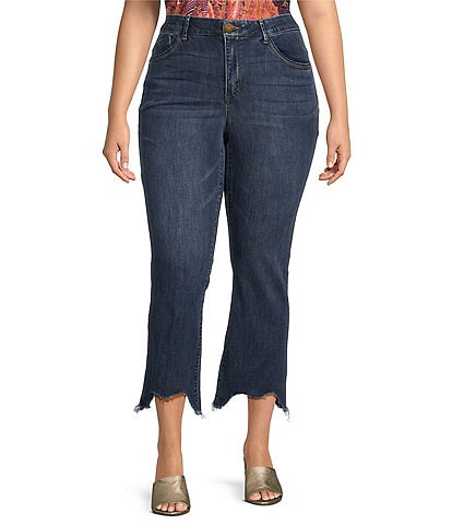 Democracy #double;Ab#double;Solution® Skyrise Barely Boot Leg Scallop Fray Hem Cropped Jeans