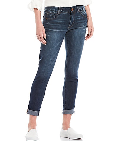 Democracy Petite Size #double;Ab#double;solution® Roll Cuffed Hem Mid Rise Skinny Leg Cropped Stretch Denim Jeans