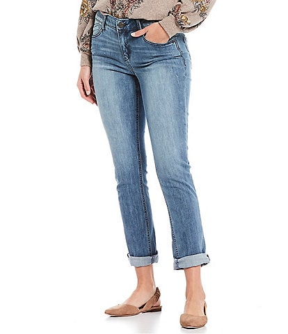 Democracy Petite Size #double;Ab#double;solution® Rolled Hem Mid Rise Cropped Girlfriend Jeans