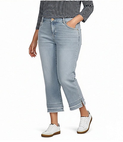 Democracy Plus Size #double;Ab#double;solution® Kick Flare Double Layer Fray Hem Jeans