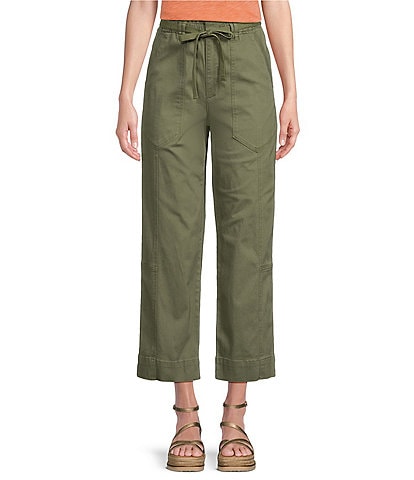 Democracy Skyrise Paperbag Tie Waist Relaxed Straight Leg Cropped Utility Pants