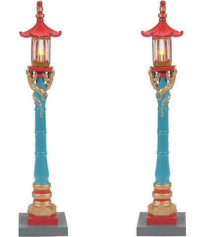 Department 56 Christmas in the City Village LED-Lit Chinatown Post Lamps, Set of 2