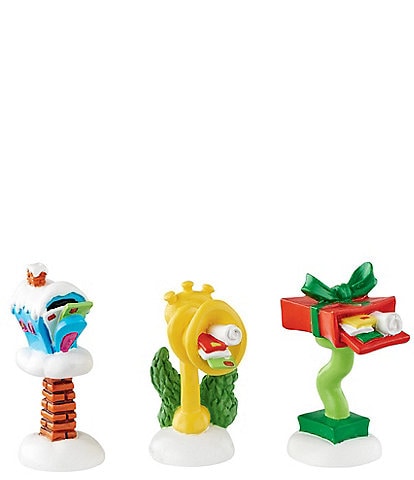 Department 56 Dr Seuss Grinch Village Collection - Who-ville Wacky Mailboxes Figurine, Set of 3