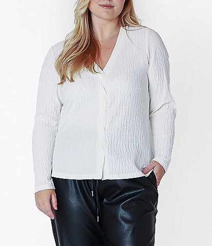 Dex Clothing Plus Size Long Sleeve Twisted-Front Textured Knit Top