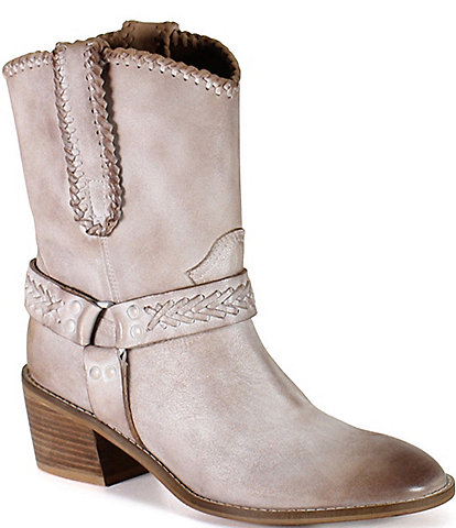 Diba True Glass Heart Distressed Leather Western Booties