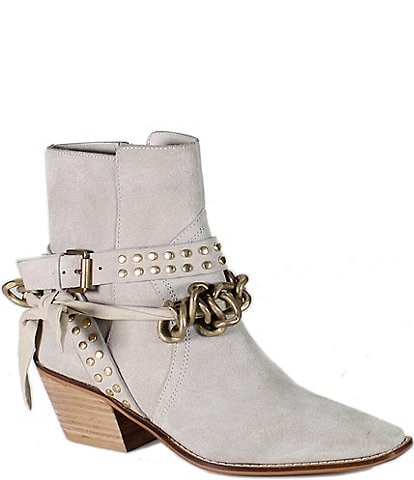 Diba True Paper Lily Suede Studded Bow Strapped Booties