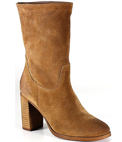 Diba True Teak Tree Suede Block Heel Mid Boots