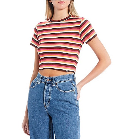 Dickies Fitted Stripe Print Baby Crop T-Shirt