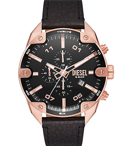 Diesel Men's Chronograph Black Leather Strap Watch