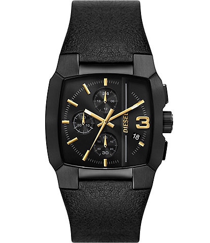 Diesel Men's Cliffhanger Chronograph Black Leather Strap Watch