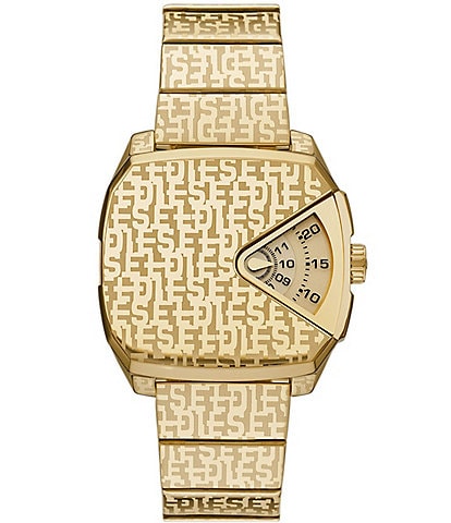 Diesel Men's D.V.A. Signature Logo Three-Hand Gold-Tone Stainless Steel Bracelet Watch