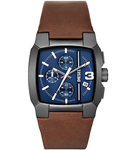 Diesel Men\'s Split Chronograph Brown Leather Strap Watch | Dillard\'s