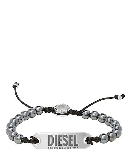Diesel Men's ID Agate Beaded Adjustable Bracelet