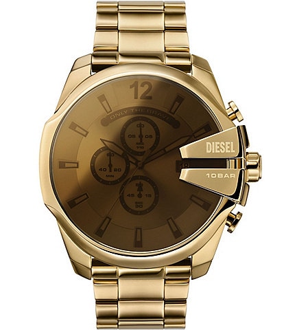 Diesel Men's Mega Chief Chronograph Gold-Tone Stainless Steel Bracelet Watch