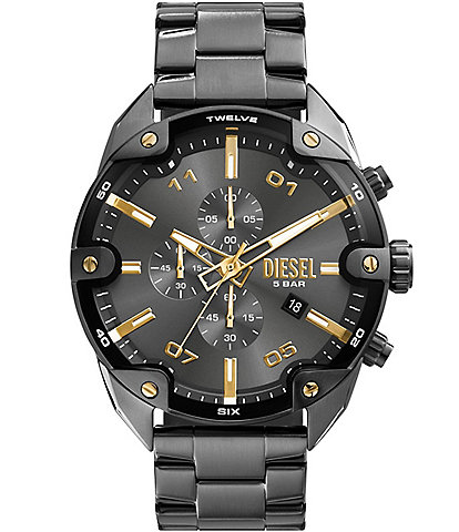 Diesel Men's Spiked Chronograph Gunmetal Stainless Steel Bracelet Watch