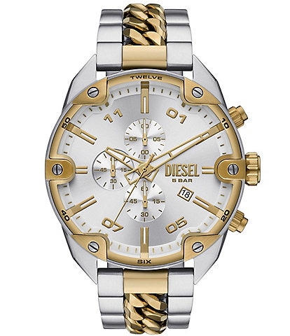 Diesel Men's Spiked Chronograph Two-Tone Braided Stainless Steel Bracelet Watch