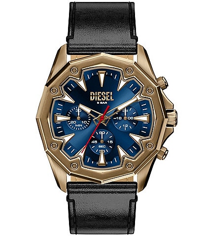 Diesel Men's Stinger Chronograph Black Leather Strap Watch