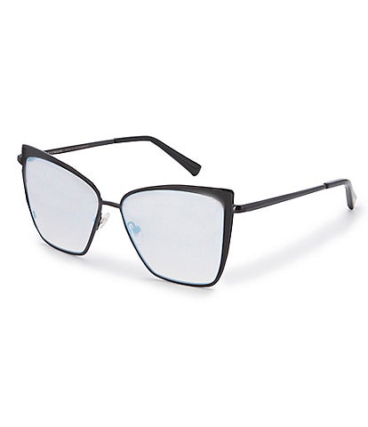 DIFF Eyewear Becky Black Flash Grey Gradient Polarized Cat Eye Sunglasses