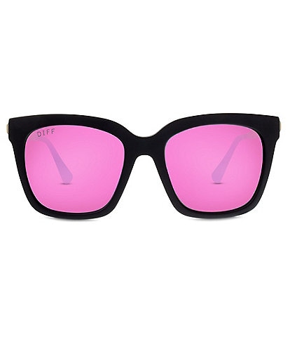 DIFF Eyewear Bella Polarized Mirrored Square Sunglasses
