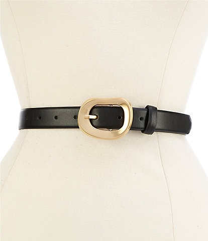 Dillard's 1#double; Faceted Organic Faux Leather Belt