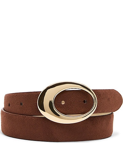 Dillard's 1.18#double; Organic Oval Buckle Faux Suede Belt