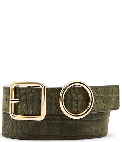 Dillard's 1.18#double; Topstitched Matte Croco Belt