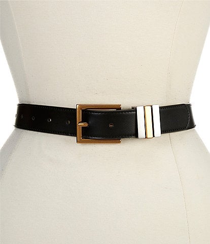 Dillard's 1.18" Triple Metal Loop Faux Leather Belt