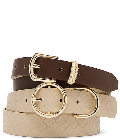 Dillard's 1.18" Woven & 0.98" Textured Keeper 2 For 1 Belt