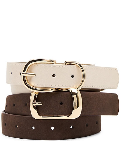 Dillard's 1.25#double; Distressed And Nubuck 2 For 1 Belt Set