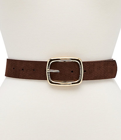 Dillard's 1.25#double; Rectangular Buckle Embossed Faux Suede Belt