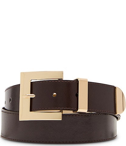 Dillard's 1.37#double; Square Buckle Glazed Belt